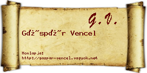 Gáspár Vencel névjegykártya